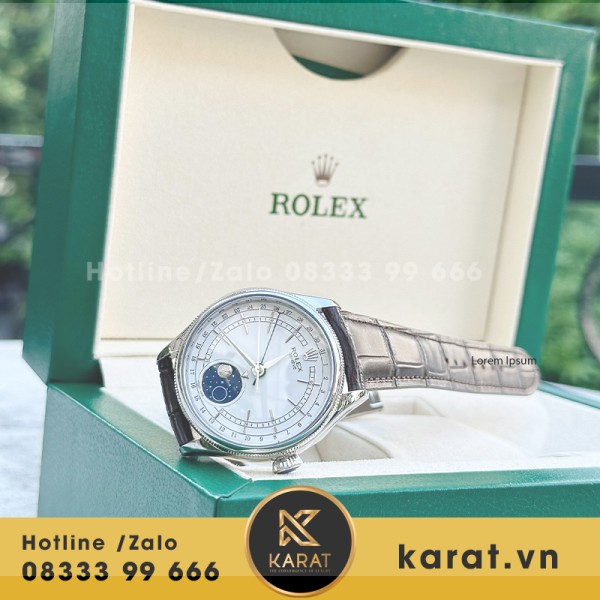 Đồng hồ rolex fake cellini moonphase mặt trắng