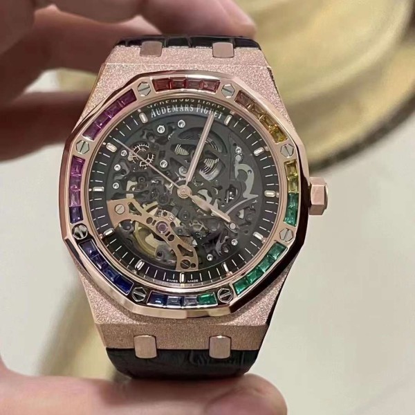 Đồng Hồ Royal Oak Replica Frosted Gold Double Balance Wheel Openworked