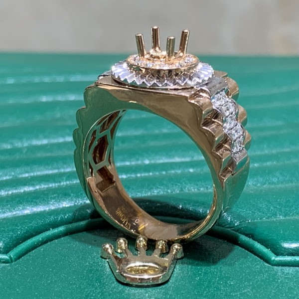 Nhẫn Nam Rolex Chế Tác Vàng 18k, Kim Cương Thiên Nhiên