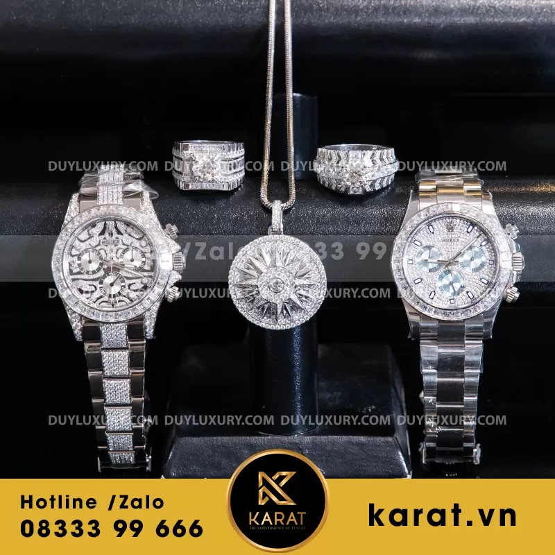 Combo Đồng Hồ + Vòng Cổ + Nhẫn Moissanite 1