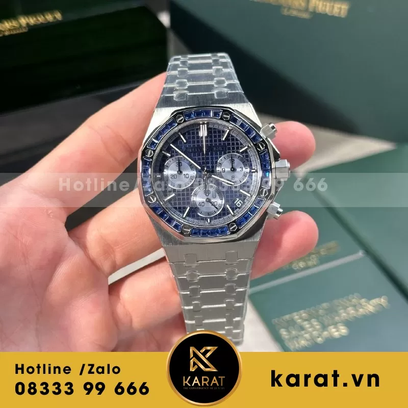 Đồng Hồ Audemars Piguet Royal Oak 26240 (Chronograph) Phiên bản niềng đính đá Sapphire xanh cực nét