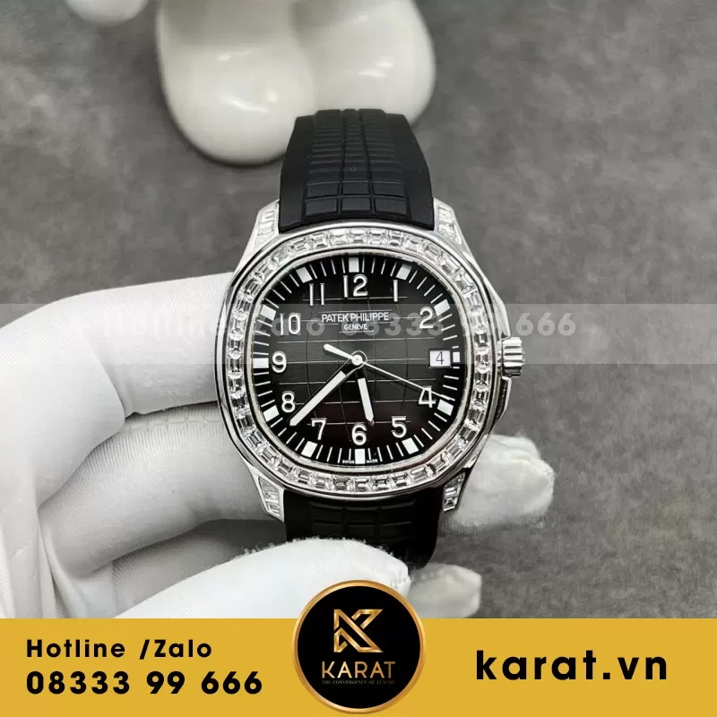 Đồng Hồ Chế Tác Patek Philippe Aquanaut 5167 Vàng Trăng 18k Kim Cương Thiên Nhiên Chuẩn Auth 40mm