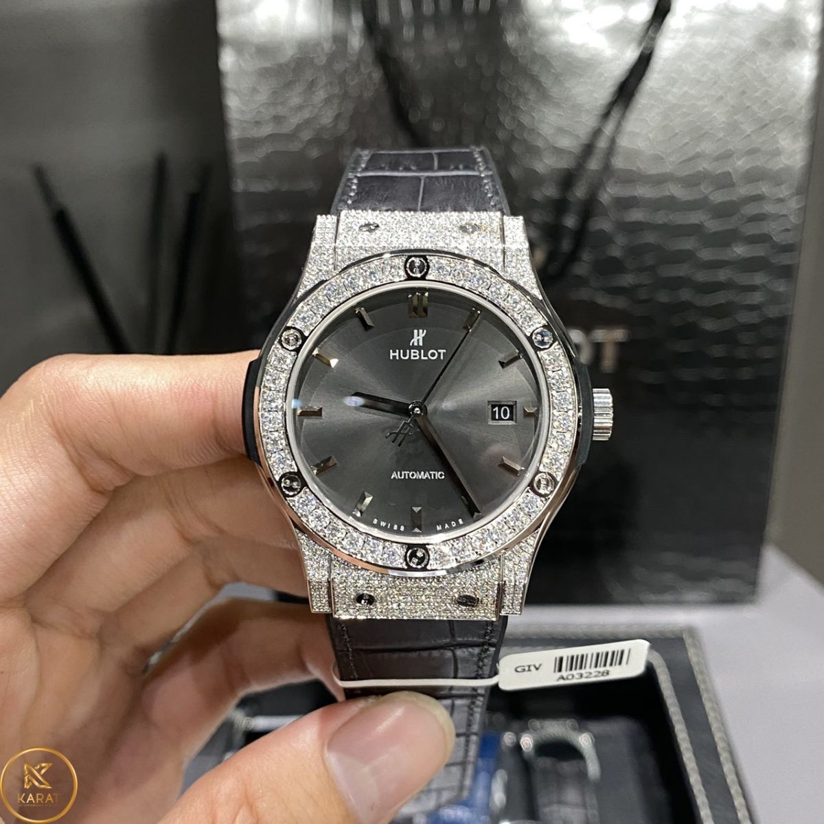 Mặt số Đồng Hồ Hublot Classic Fusion độ viền kim cương fake đẹp