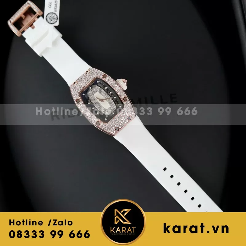 Đồng Hồ Richard Mille RM07-01 Nữ Đính Đá Dây Cao Su Màu Trắng Nhà Máy ZF 36mm
