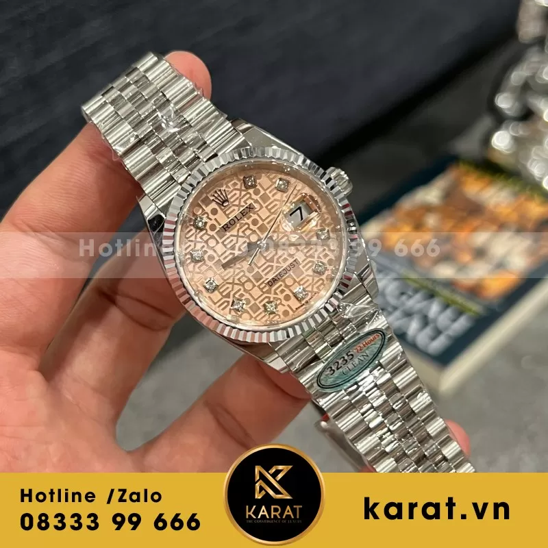 Đồng Hồ Rolex DateJust 126234 Mặt Số Vi Tính Màu Hồng Chế Tác Nhà Máy Clean 36mm