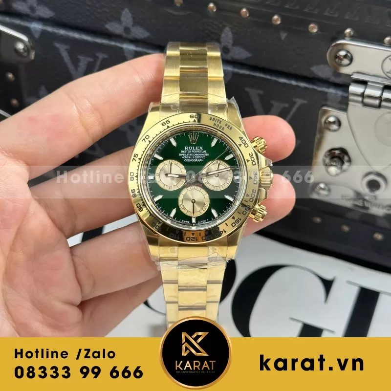 Đồng Hồ Rolex Daytona 126508 Mặt Xanh Green Chế Tác Mạ Vàng Xưởng THB 40mm