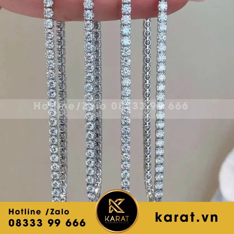 Lắc Tay Vàng Trắng 10K Moissanite