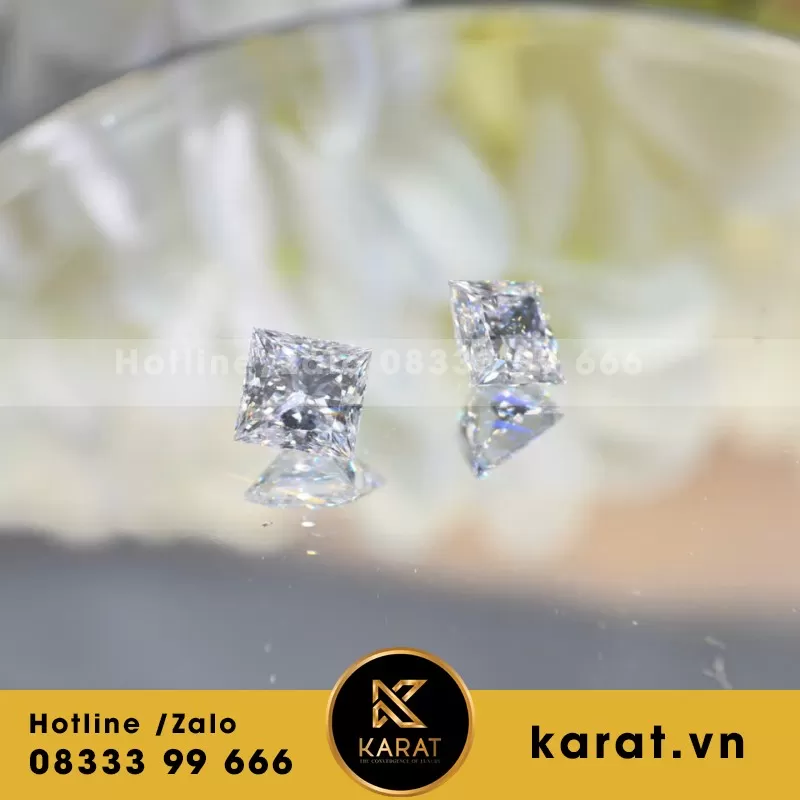 Viên Kim Cương Princess Cut 3Ct